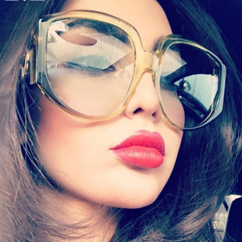 New Arrival Oversize Women Round Sun Glasses Fashion Ladies Olive Frames Glasses